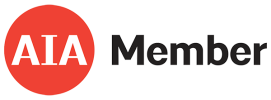 White lettering inside a red circle next to bold black text
